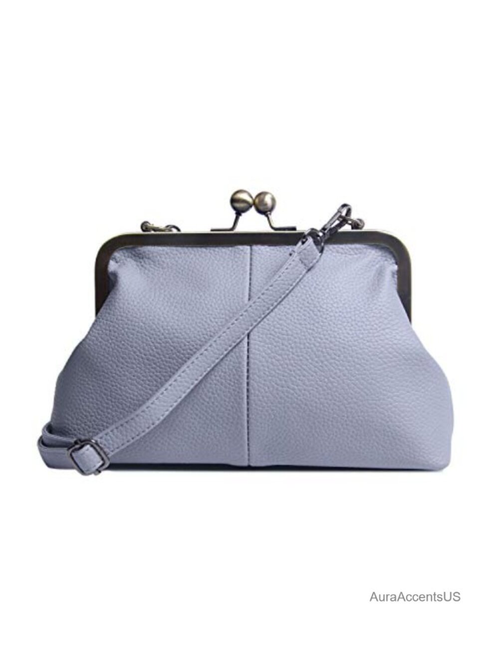 Women Retro Kiss Lock Clutch with Chain and Shoulder Strap PU Leather